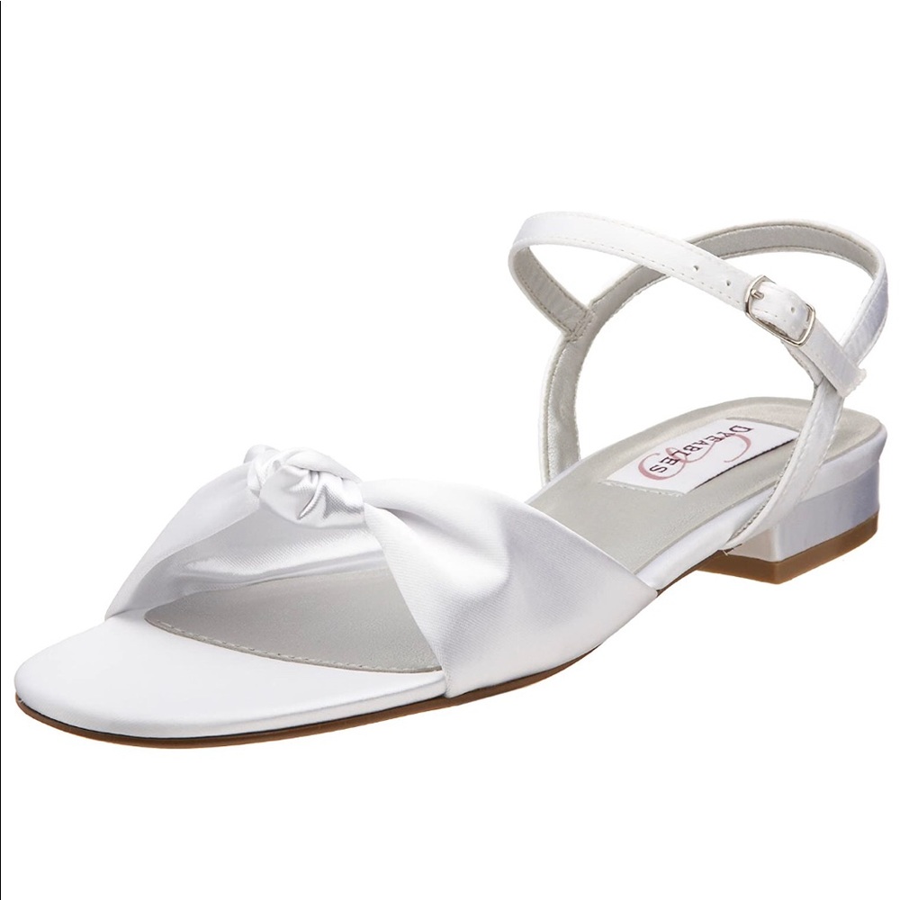 Dyeables White Satin Flat Sandals